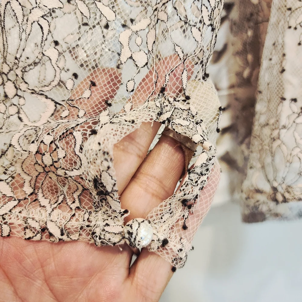 Free People Heavenly champagne toast black lace overlay dress size Small NWT - Picture 15 of 16